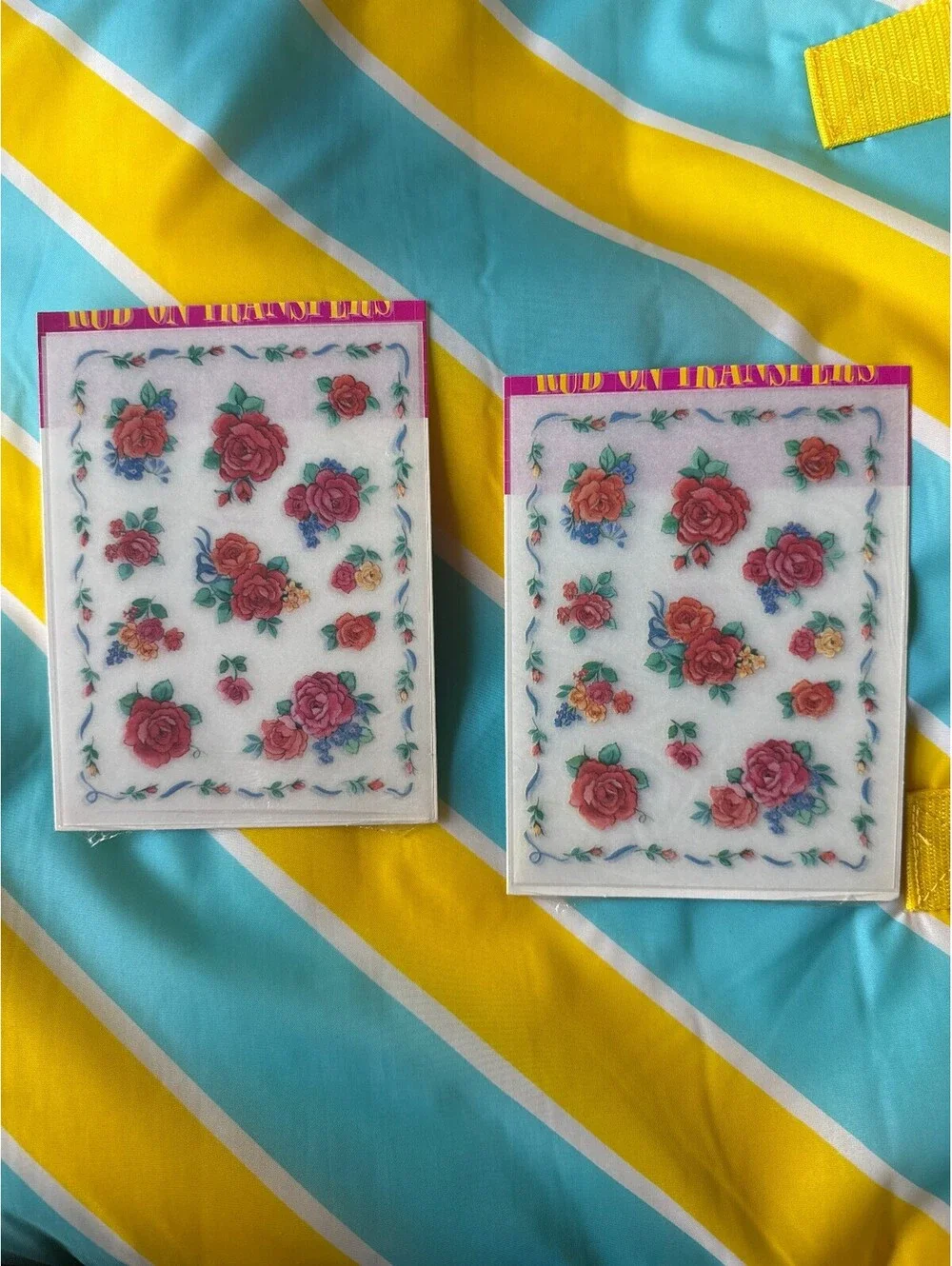 Vintage 80s Hallmark Rub-On Transfers Floral Roses Lot of 2 Sealed